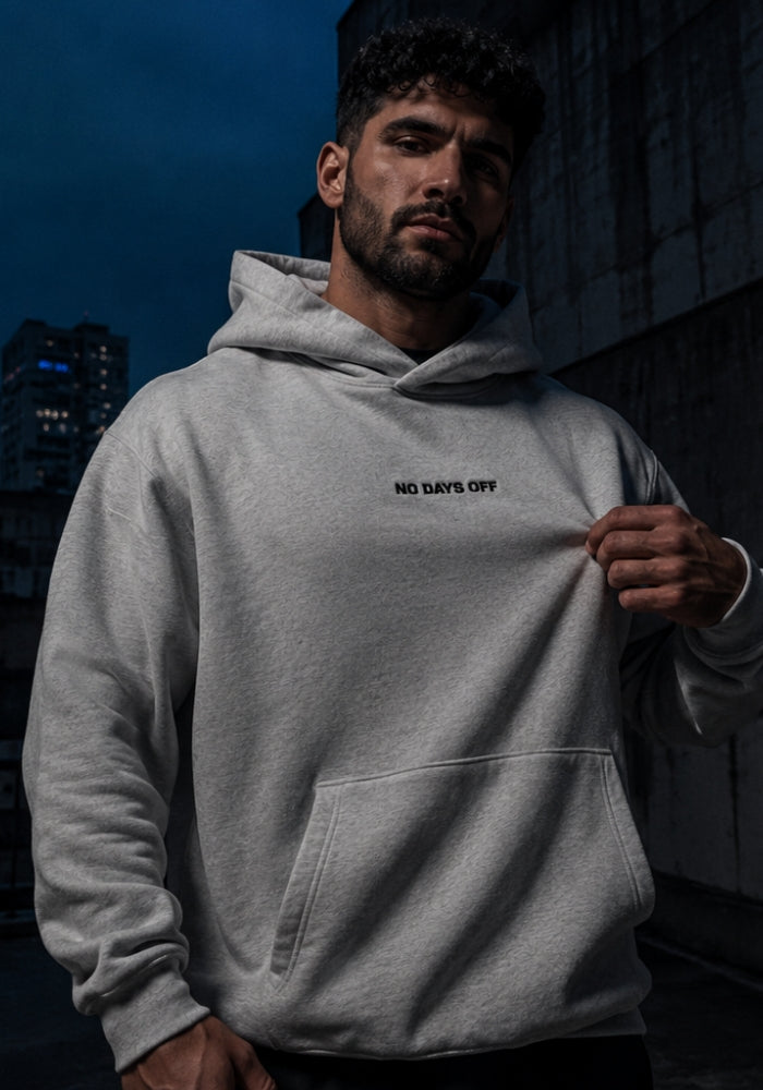 NO DAYS OFF - Subtle Embroidery - Oversized Heavyweight Hoodie