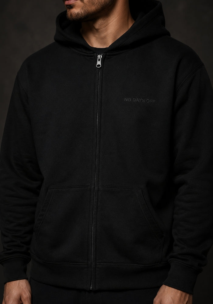 NO DAYS OFF - Subtle Embroidery - Full Zip Hoodie