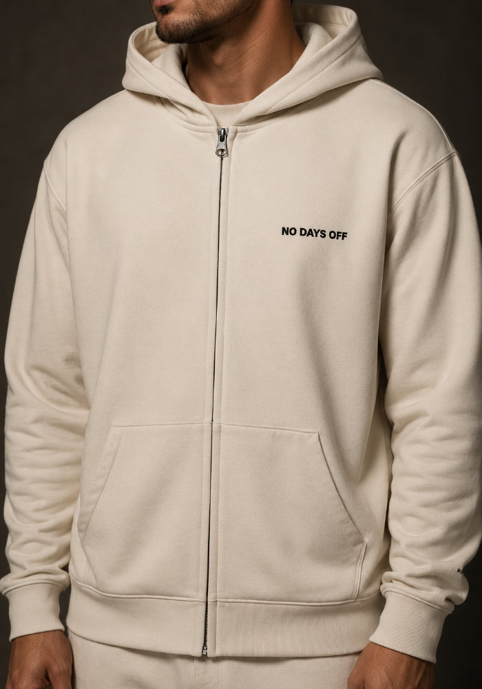 NO DAYS OFF - Subtle Embroidery - Full Zip Hoodie