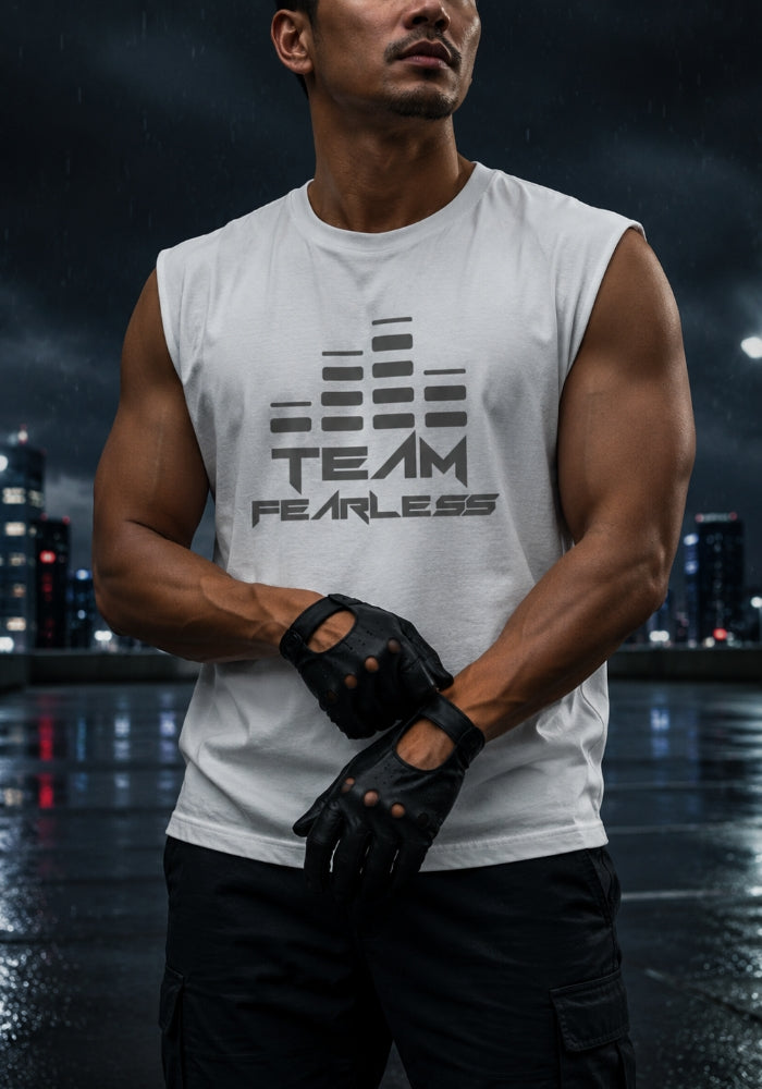TEAM FEARLESS - Muscle Shirt - Grey Print (Front & Back)