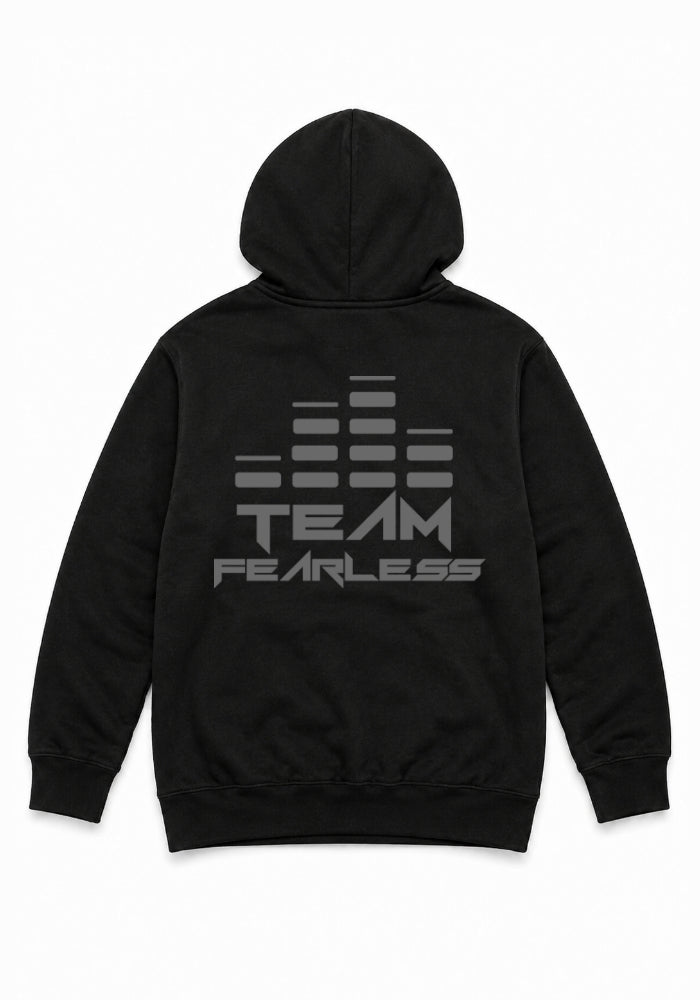 TEAM FEARLESS Premium Hoodie - Grey Print (Front & Back)