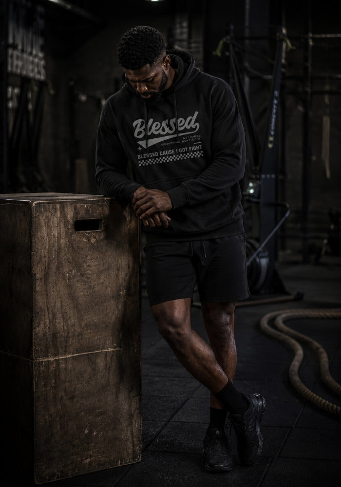 Blessed Cause I Got Fight - Premium Hoodie - Grey Print