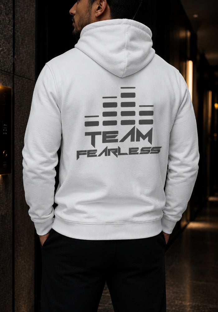 TEAM FEARLESS Premium Hoodie - Grey Print (Front & Back)
