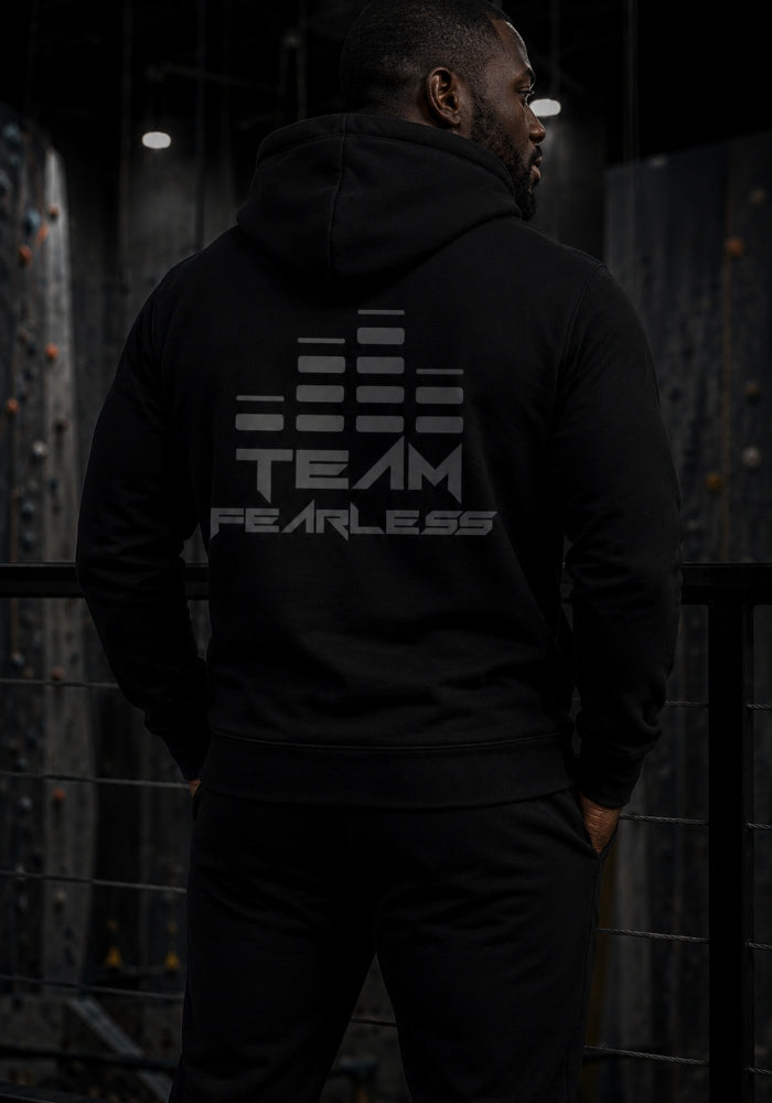 TEAM FEARLESS Premium Hoodie - Grey Print (Front & Back)