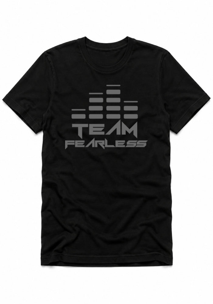 TEAM FEARLESS Logo Staple T-shirt - GREY PRINT (Front & Back)