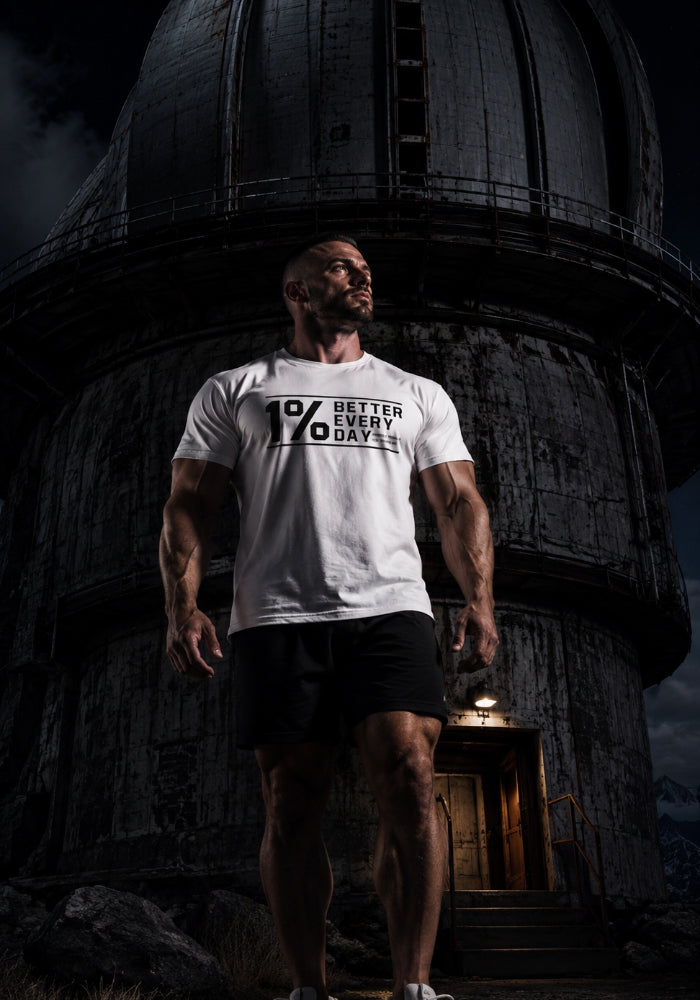1% Better Every Day - Garment-Dyed Heavyweight T-shirt (Black Print)