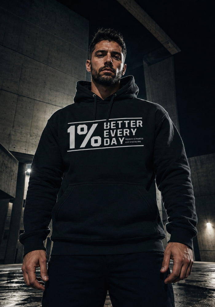 1% Better Every Day - Premium Hoodie - Black Print