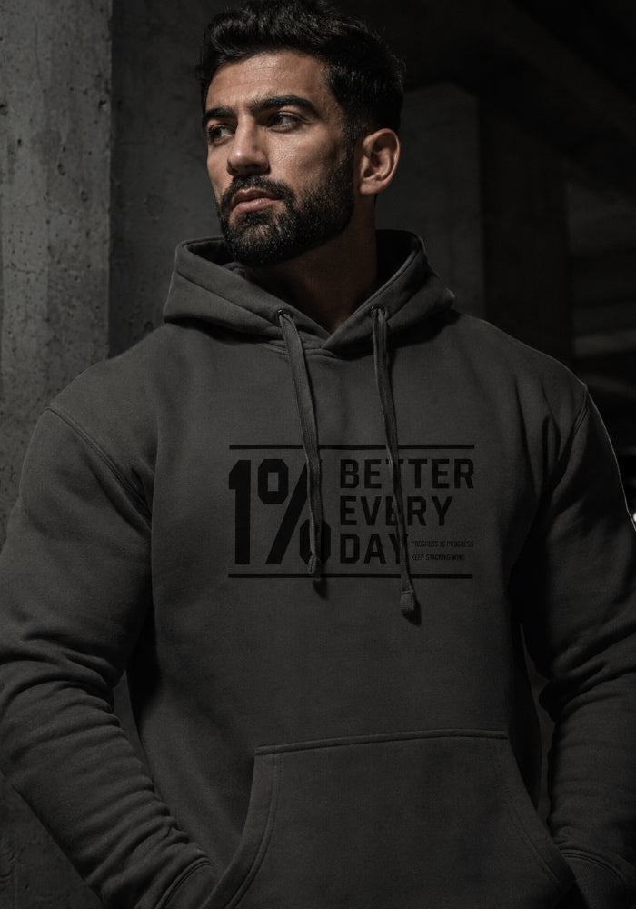 1% Better Every Day - Premium Hoodie - Black Print