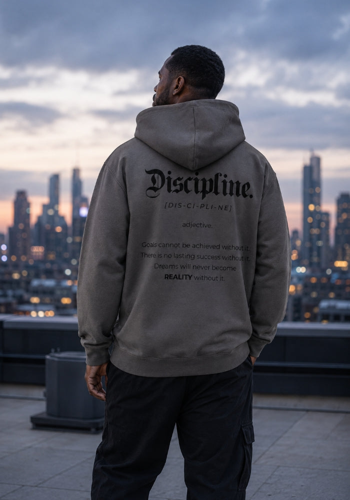 Discipline Meaning - Full Zip Hoodie - Black Print