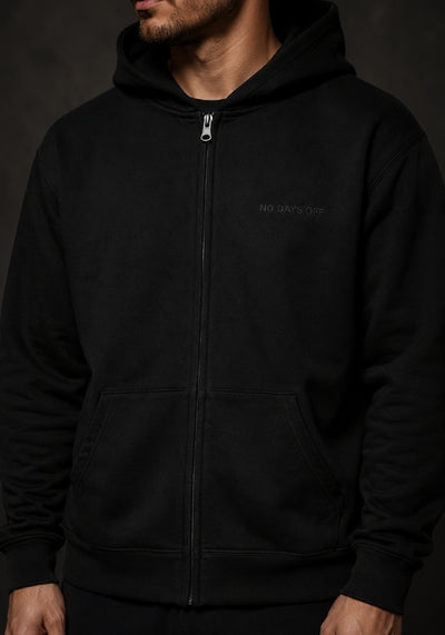 NO DAYS OFF - Subtle Embroidery - Full Zip Hoodie