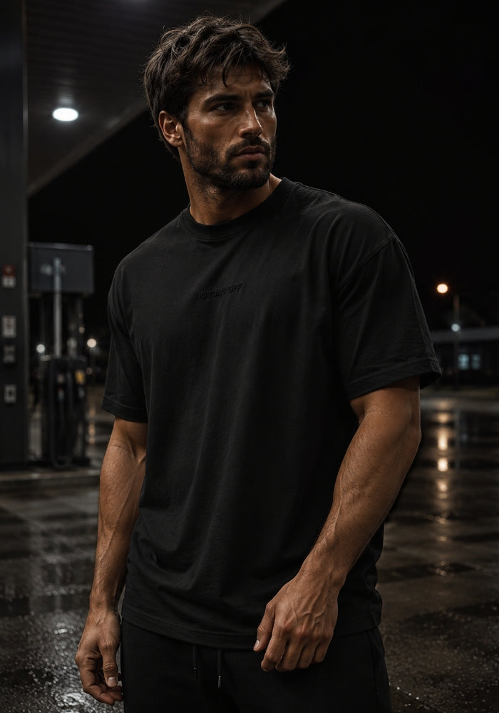 No Days Off - Subtle Embroidery - Heavyweight T-shirt