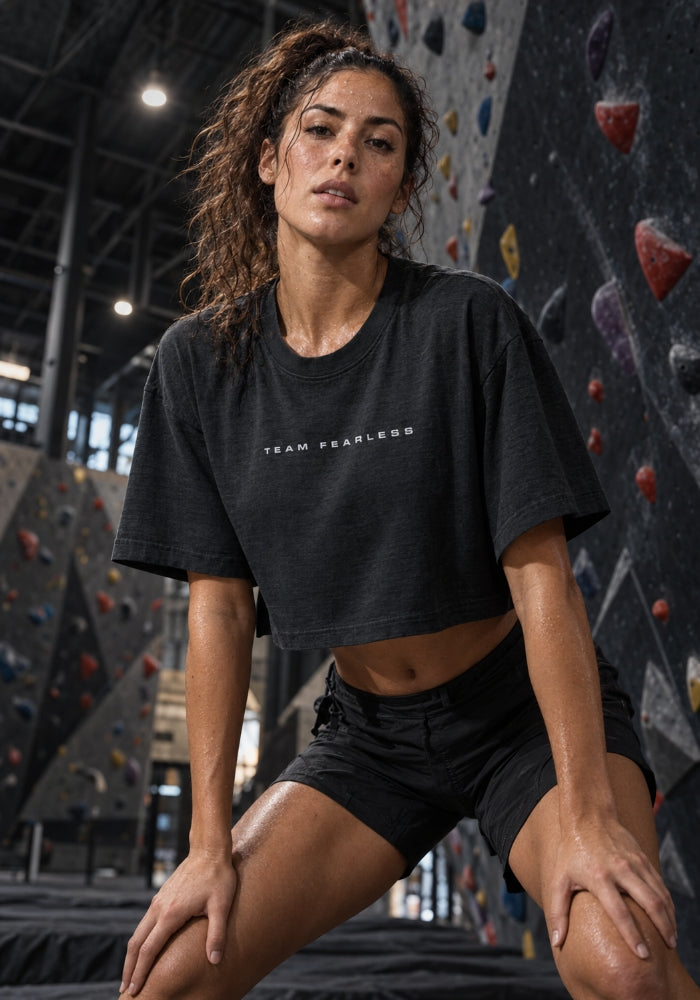 TEAM FEARLESS - Women’s garment dye cropped tee
