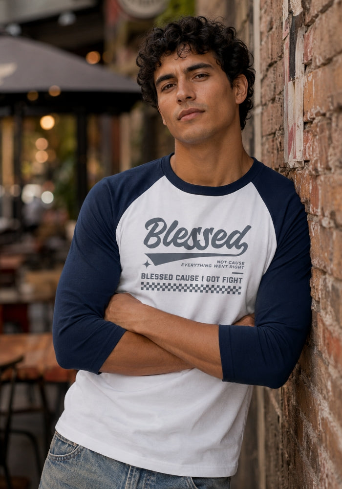 Blessed Cause I Got Fight - 3/4 sleeve raglan shirt