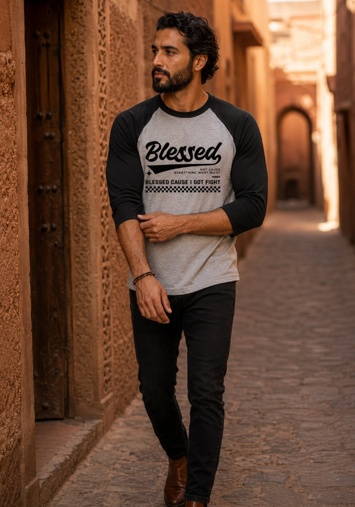 Blessed Cause I Got Fight - 3/4 sleeve raglan shirt
