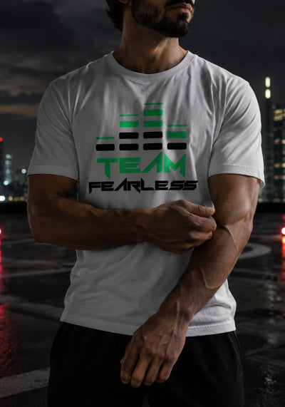 Men's TEAM FEARLESS Logo - garment-dyed heavyweight t-shirt - WHITE