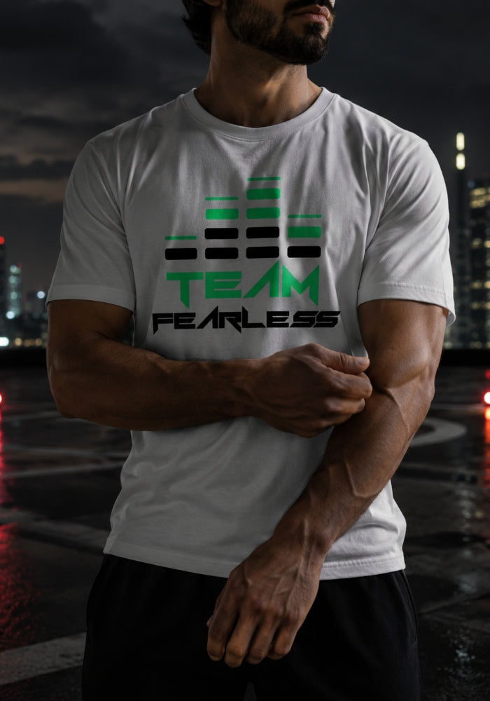 Men's TEAM FEARLESS Logo - garment-dyed heavyweight t-shirt - WHITE