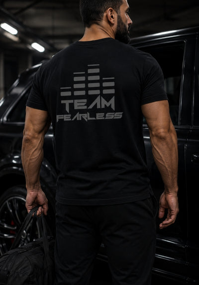 Men's TEAM FEARLESS - Heavyweight T-shirt - Grey Print (Front & Back)
