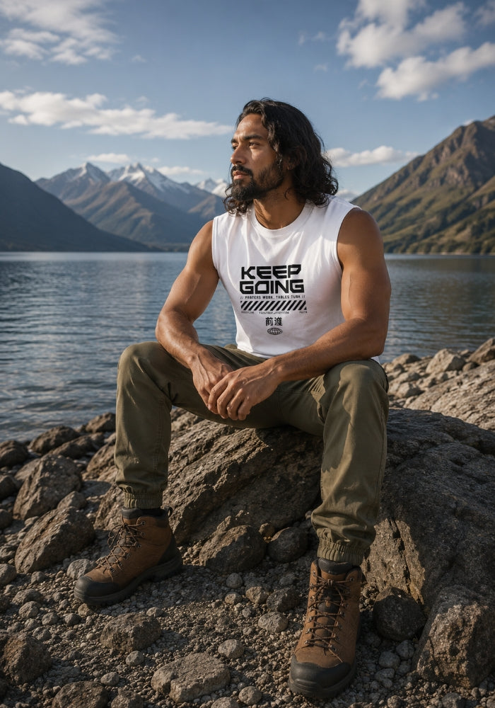 KEEP GOING - Muscle Shirt WHITE
