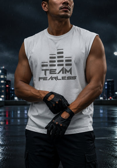 TEAM FEARLESS - Muscle Shirt - Grey Print (Front & Back)
