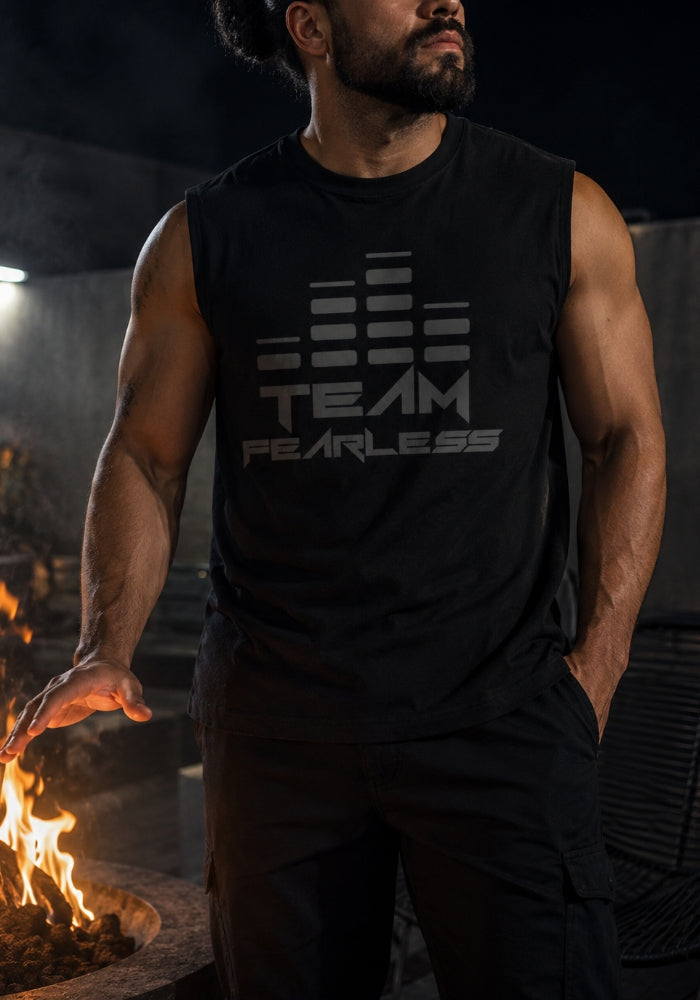 TEAM FEARLESS - Muscle Shirt - Grey Print (Front & Back)
