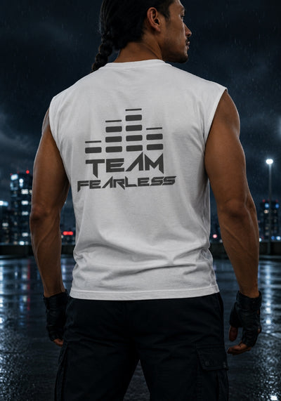 TEAM FEARLESS - Muscle Shirt - Grey Print (Front & Back)
