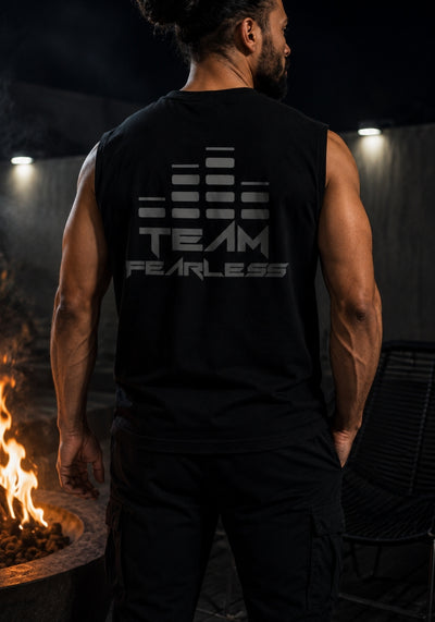 TEAM FEARLESS - Muscle Shirt - Grey Print (Front & Back)