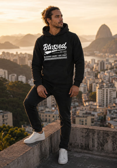 Blessed Cause I Got Fight - Premium Hoodie - White Print