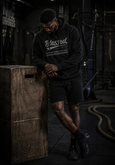 Blessed Cause I Got Fight - Premium Hoodie - Grey Print