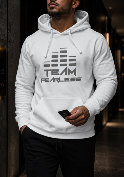 TEAM FEARLESS Premium Hoodie - Grey Print (Front & Back)