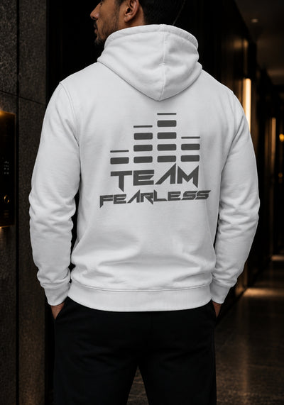 TEAM FEARLESS Premium Hoodie - Grey Print (Front & Back)
