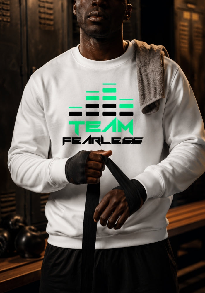 Men's TEAM FEARLESS Logo -  Premium Sweatshirt- White