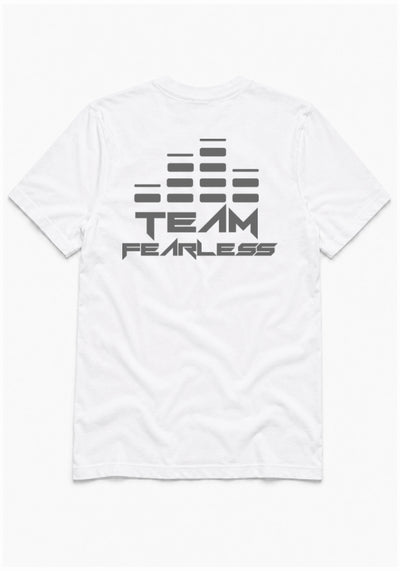 TEAM FEARLESS Logo Staple T-shirt - GREY PRINT (Front & Back)