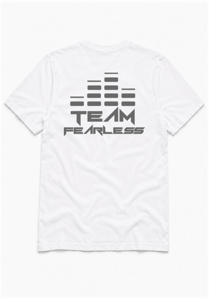 TEAM FEARLESS Logo Staple T-shirt - GREY PRINT (Front & Back)