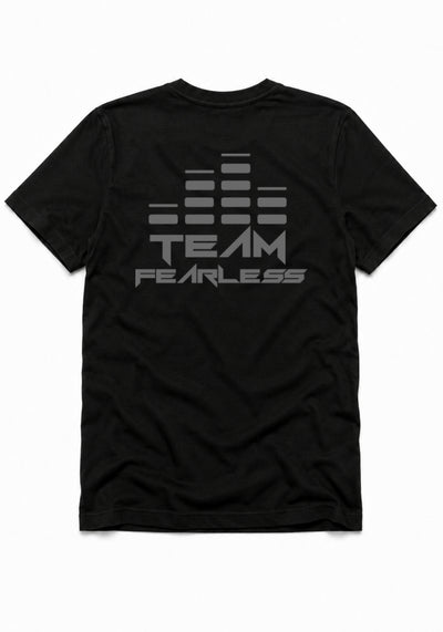 TEAM FEARLESS Logo Staple T-shirt - GREY PRINT (Front & Back)