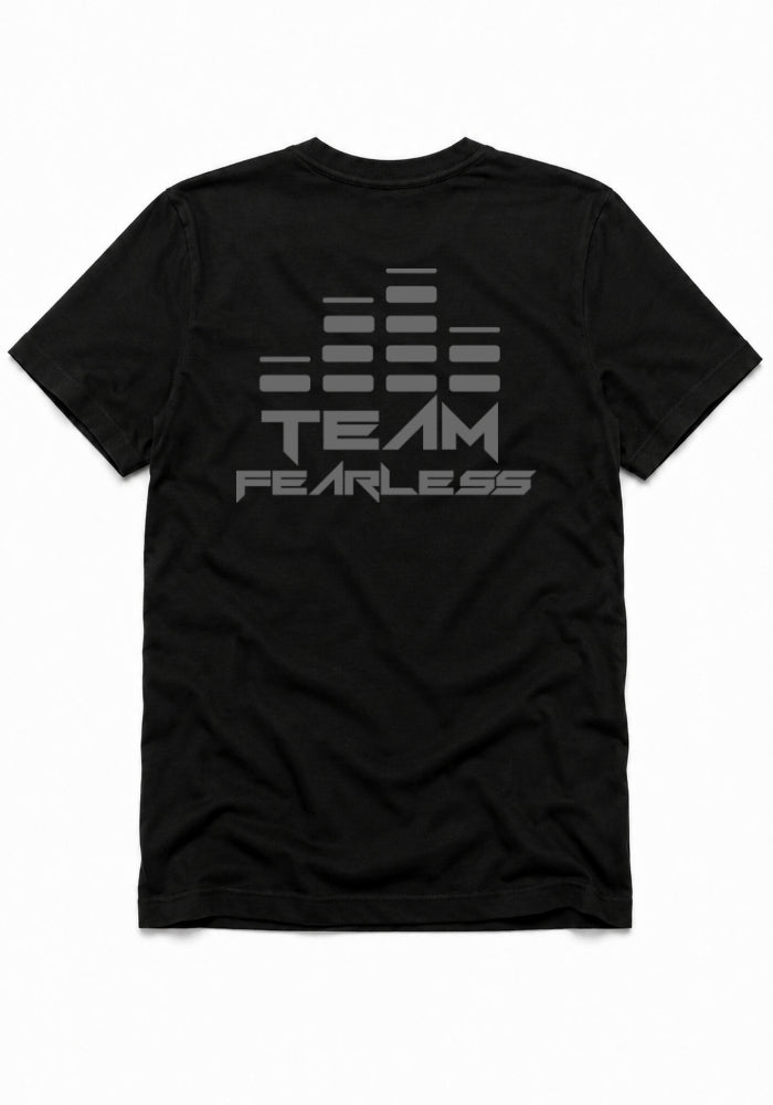 TEAM FEARLESS Logo Staple T-shirt - GREY PRINT (Front & Back)