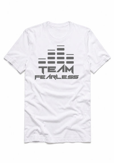 TEAM FEARLESS Logo Staple T-shirt - GREY PRINT (Front & Back)