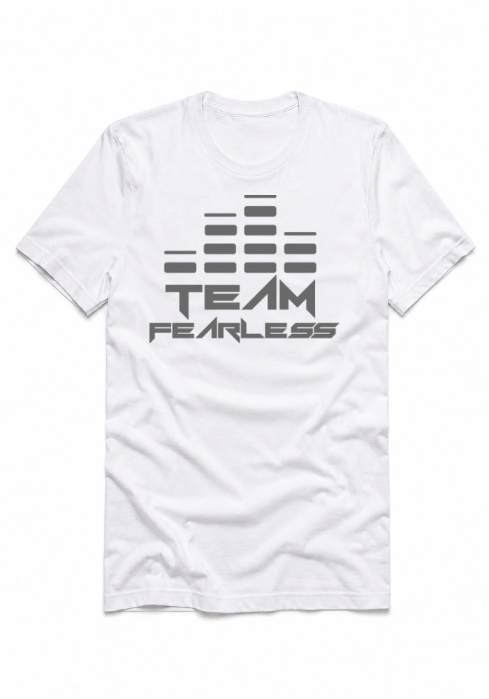 TEAM FEARLESS Logo Staple T-shirt - GREY PRINT (Front & Back)