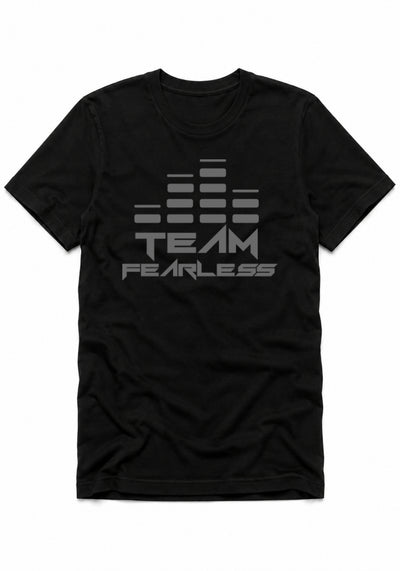TEAM FEARLESS Logo Staple T-shirt - GREY PRINT (Front & Back)