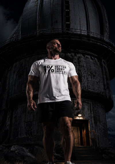 1% Better Every Day - Garment-Dyed Heavyweight T-shirt (Black Print)