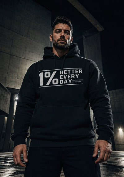 1% Better Every Day - Premium Hoodie - Black Print
